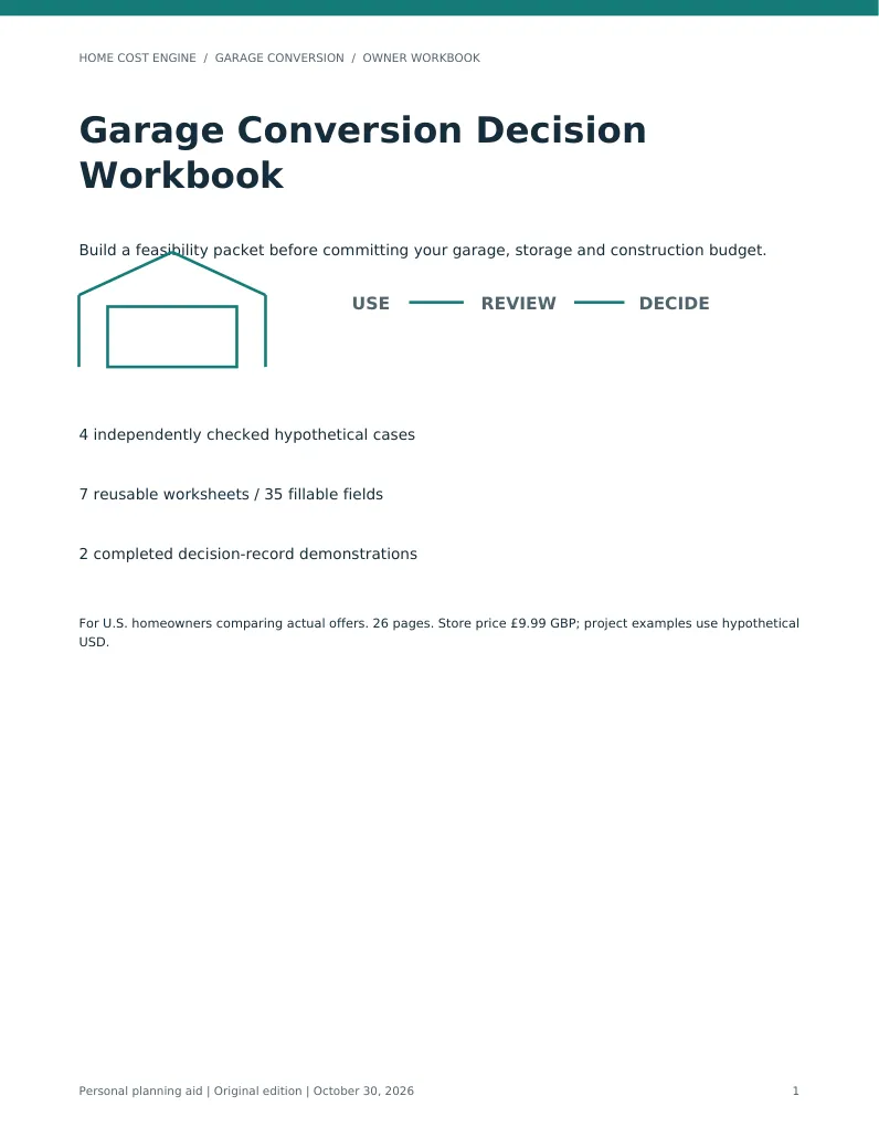 Garage Conversion Decision Workbook actual PDF cover