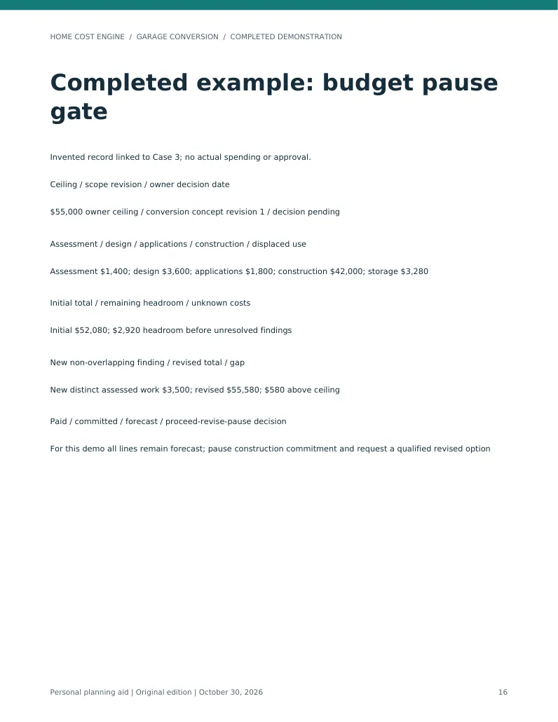 Actual PDF page: Completed budget pause record