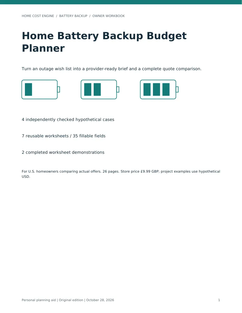 Home Battery Backup Budget Planner actual PDF cover